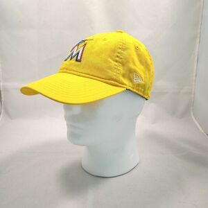 New Era Marlins Hat Cap Strap Back Yellow Womens Baseball Cap 6 Panel